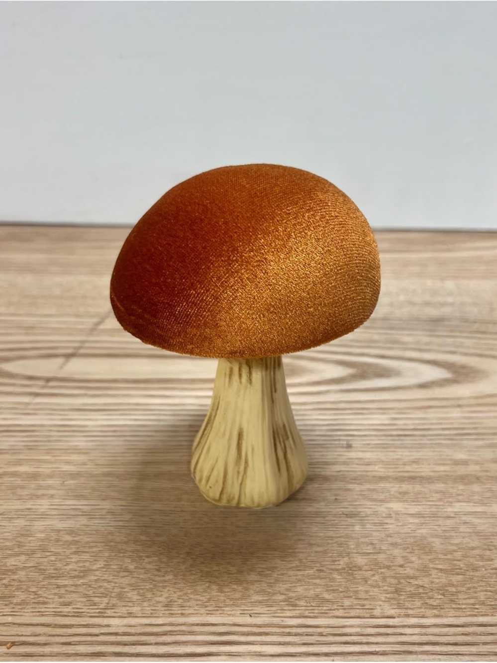 Velvet Mushroom Décor Accent - Rust Red Top